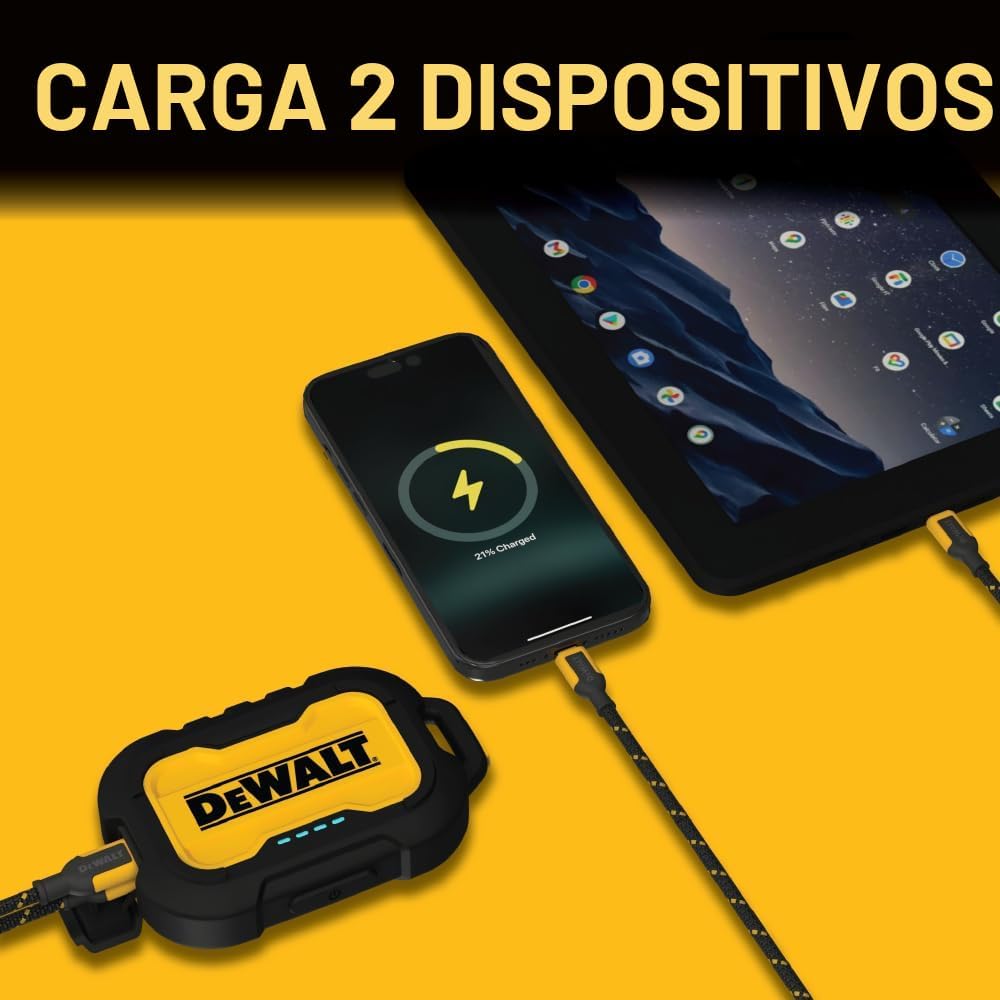 DEWALT Cargador portátil resistente, banco de energía, paquete de b...