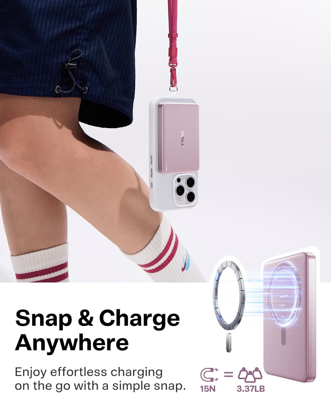 TORRAS MiniMag Power Bank, cargador portátil inalámbrico ultra delg...
