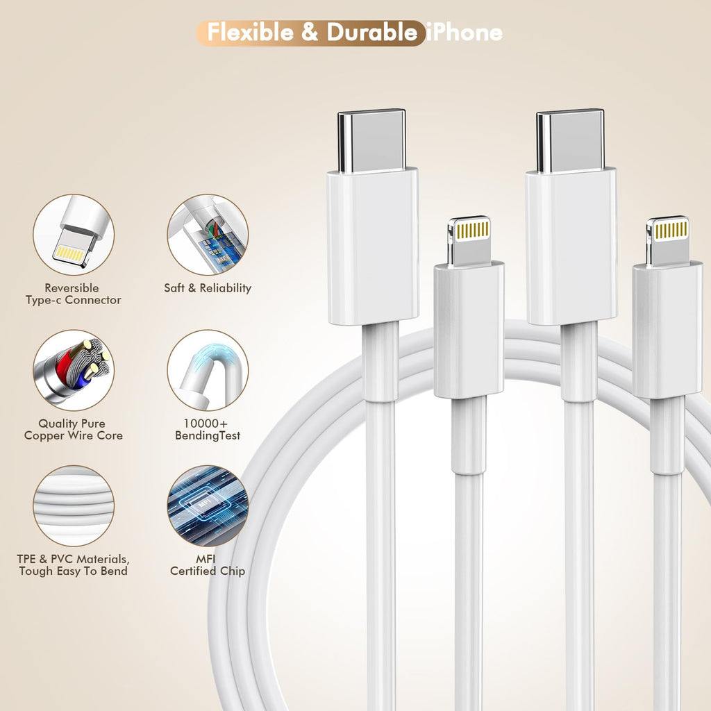 [Certificado MFi de Apple] Cargador rápido para iPhone de 10 pies,...
