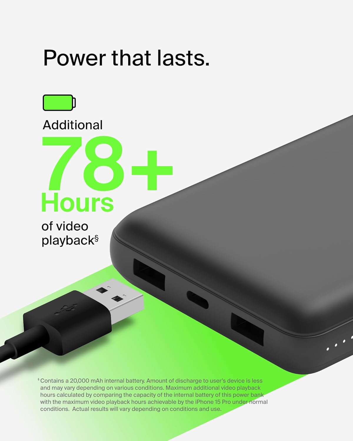 Belkin Cargador Portátil, Batería Externa USB-C 20000 mAh con 2 Pue...