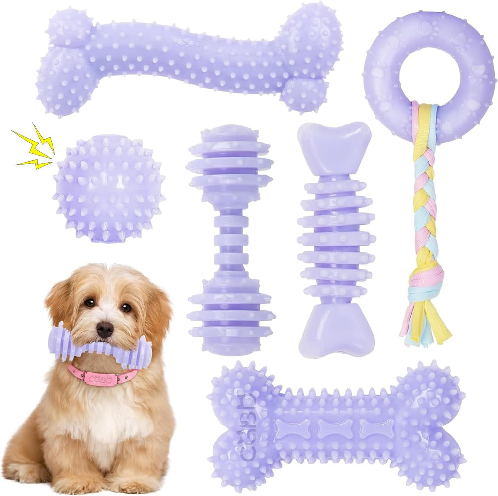 CGBD Paquete de 6 juguetes masticables para perros, morados, juguet...