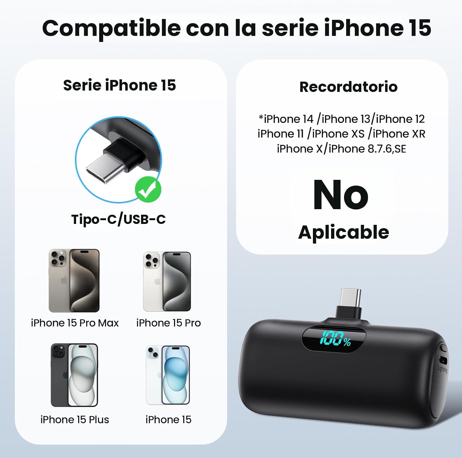 Mini Cargador Portátil USB C Power Bank, Paquete de Batería Mejorad...