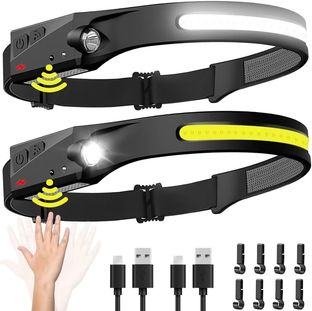 Linterna frontal recargable 2 unidades, 230° de haz ancho LED con s...
