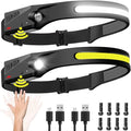 Linterna frontal recargable 2 unidades, 230° de haz ancho LED con s...