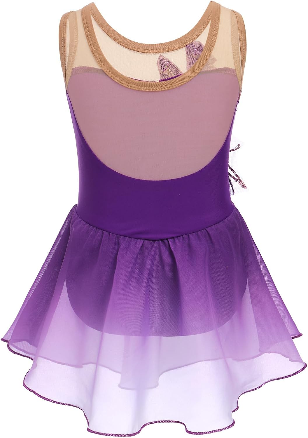 Vestido de patinaje artístico sobre hielo para niñas, lentejuelas b...