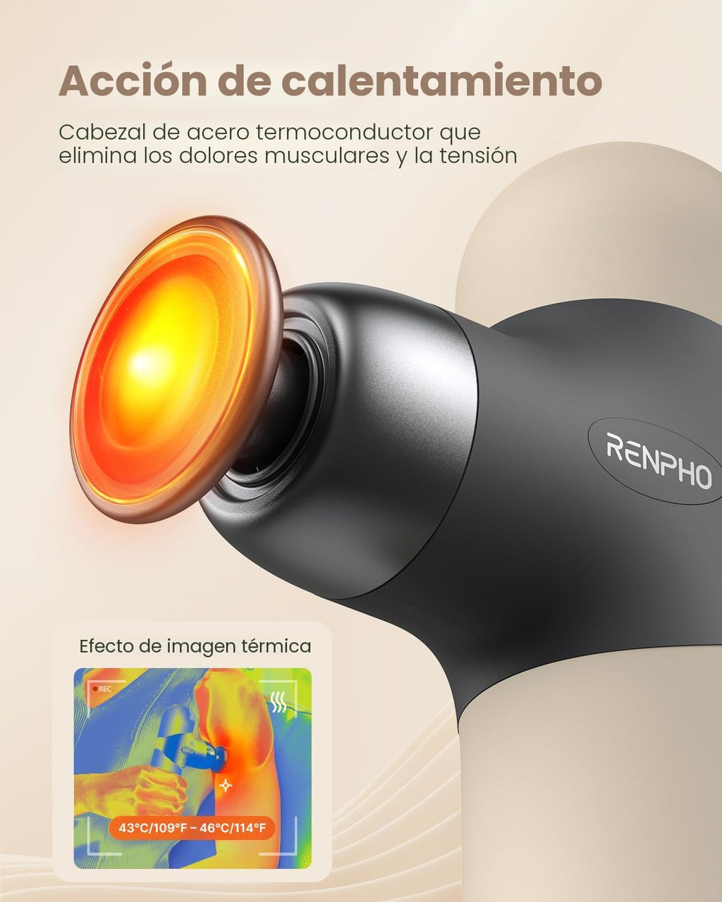 RENPHO Mini pistola de masaje térmico con calor, masajeador portáti...