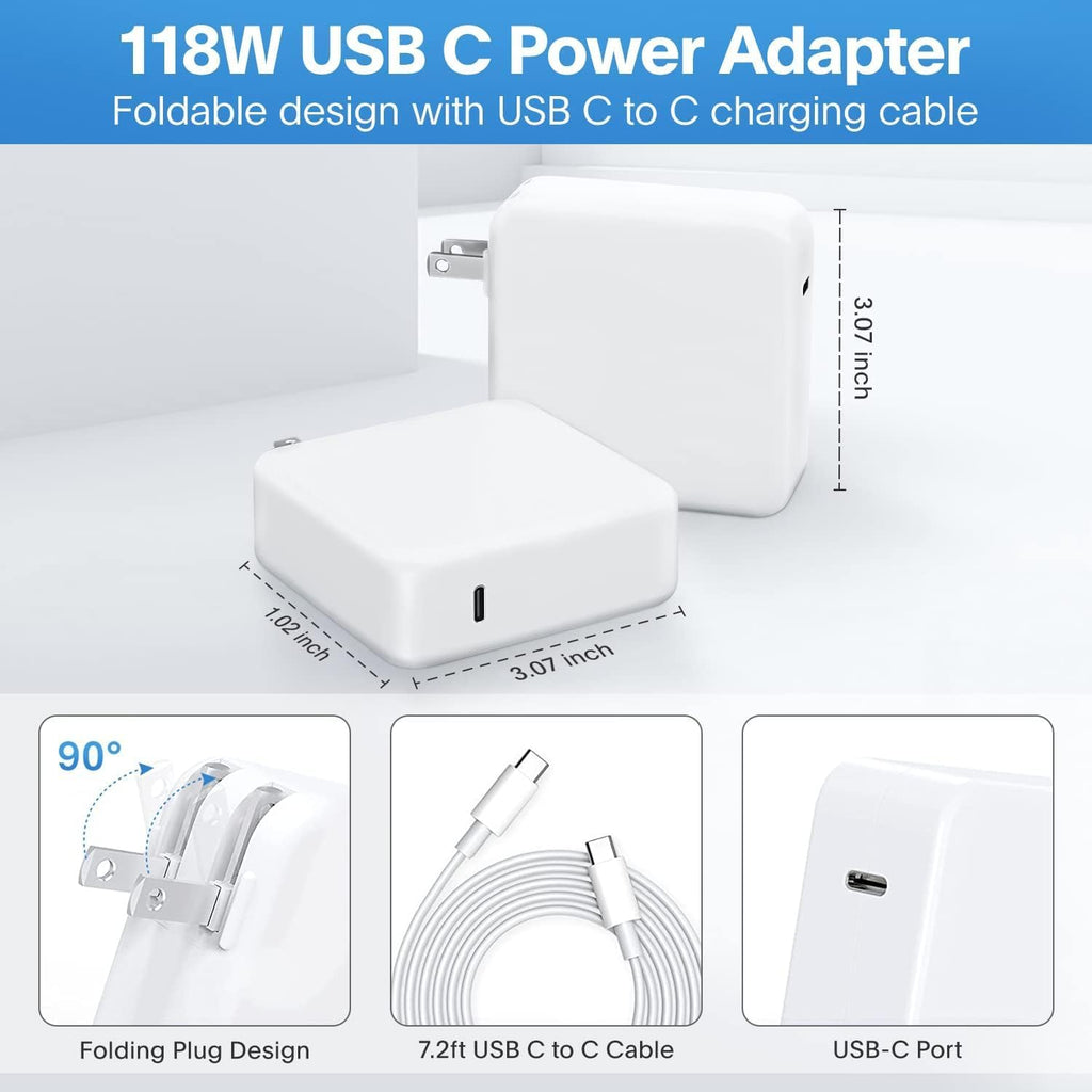 Cargador Mac Book Pro de 118 W USB C Adaptador de corriente de carg...
