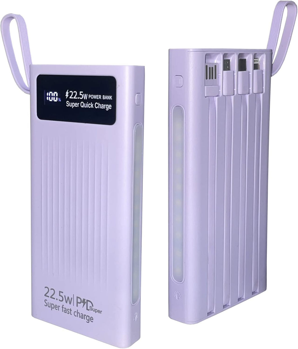 Mandarooker - Cargador portátil con cables integrados, banco de ene...