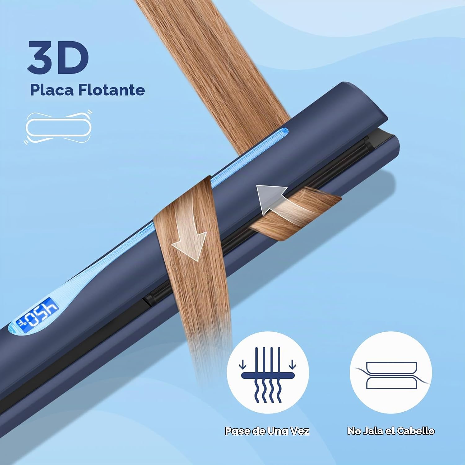 IG INGLAM - Plancha plana de titanio para alisar el cabello, rizado...