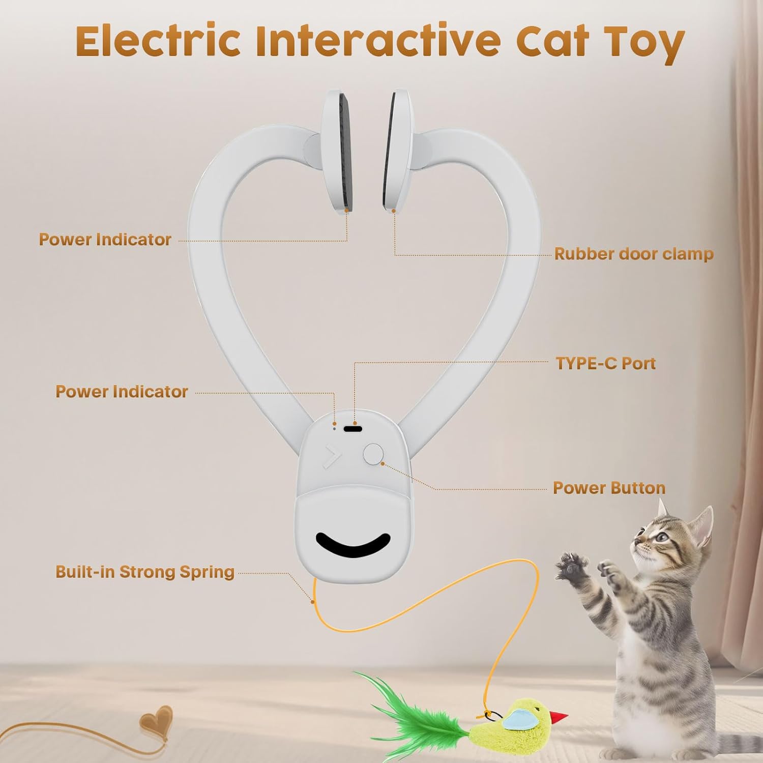 Juguetes interactivos para gatos de interior: varita de plumas de a...