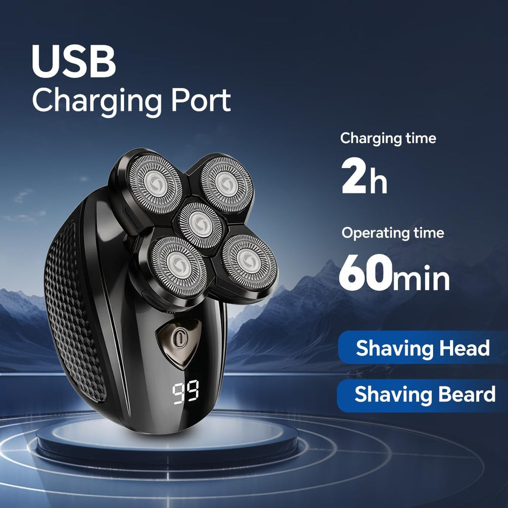 Afeitadoras de cabeza eléctricas 5D 5 en 1 para hombres calvos, maq...