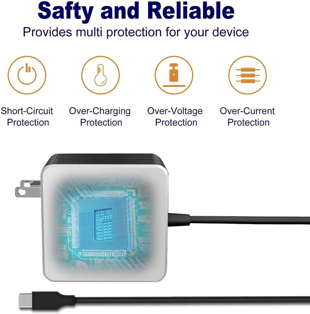 Cargador USB C para portátil de 65 W y 45 W - Adaptador de CA rápid...