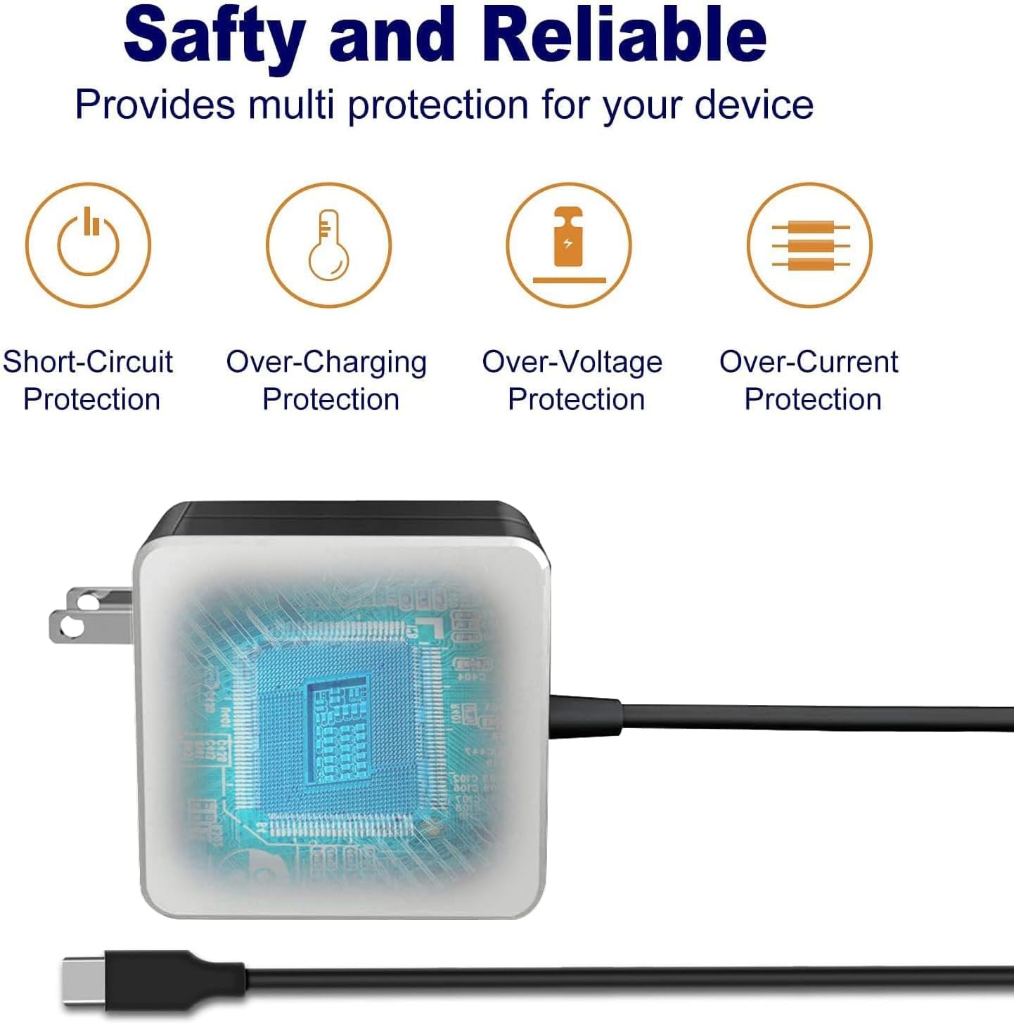 Cargador USB C para portátil de 65 W y 45 W - Adaptador de CA rápid...