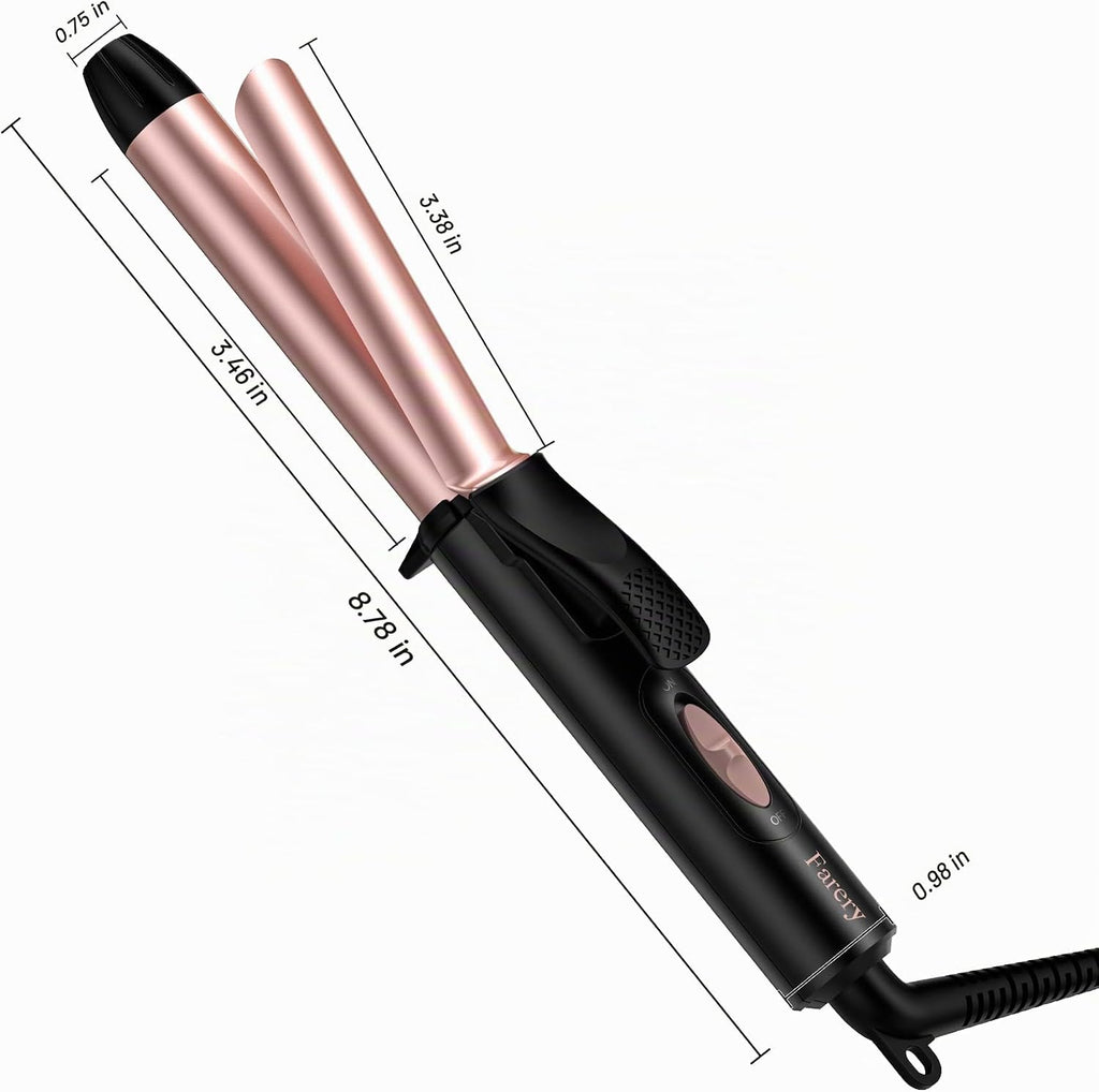 FARERY - Rizador de viaje para cabello corto, 3\/4 pulgadas, doble...