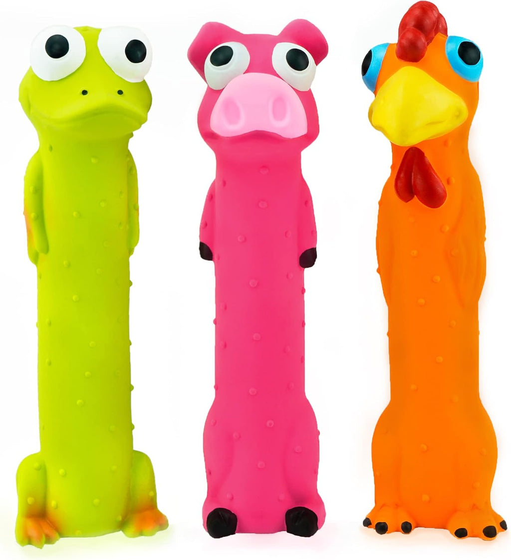 CHIWAVA Paquete de 3 juguetes de látex chirriante de 9 pulgadas par...