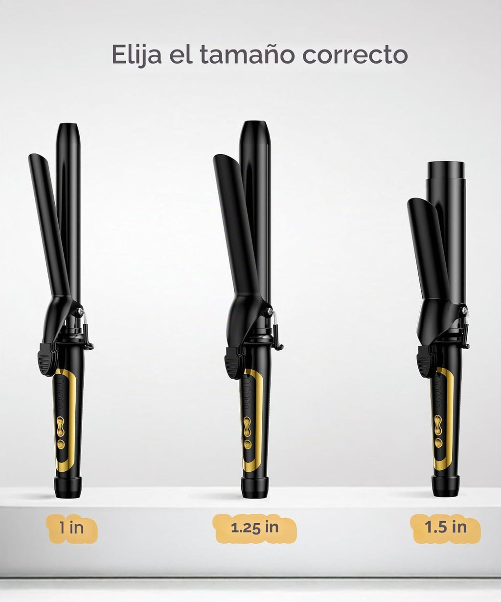 Lanvier - Rizador de pelo con barril de cerámica de turmalina extra...