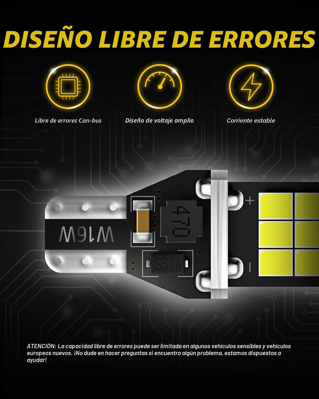 AUXITO Bombilla LED 912 921 para luz de respaldo, luces de marcha a...