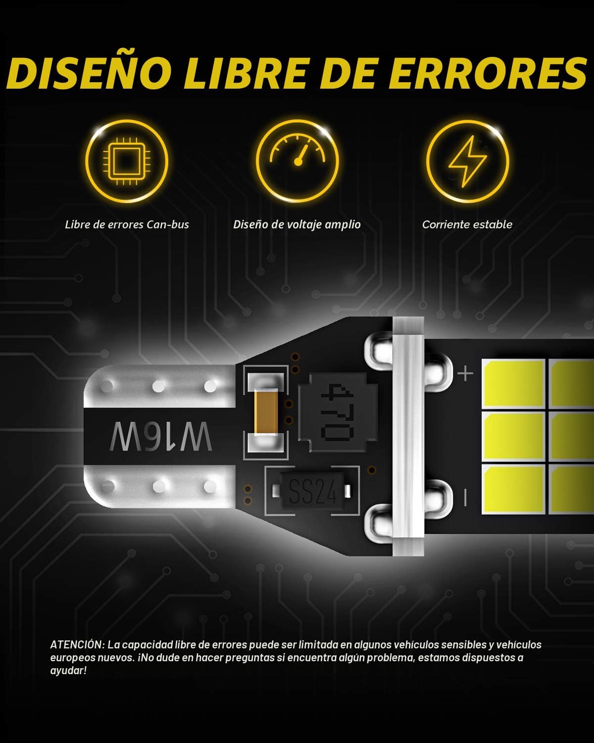 AUXITO Bombilla LED 912 921 para luz de respaldo, luces de marcha a...