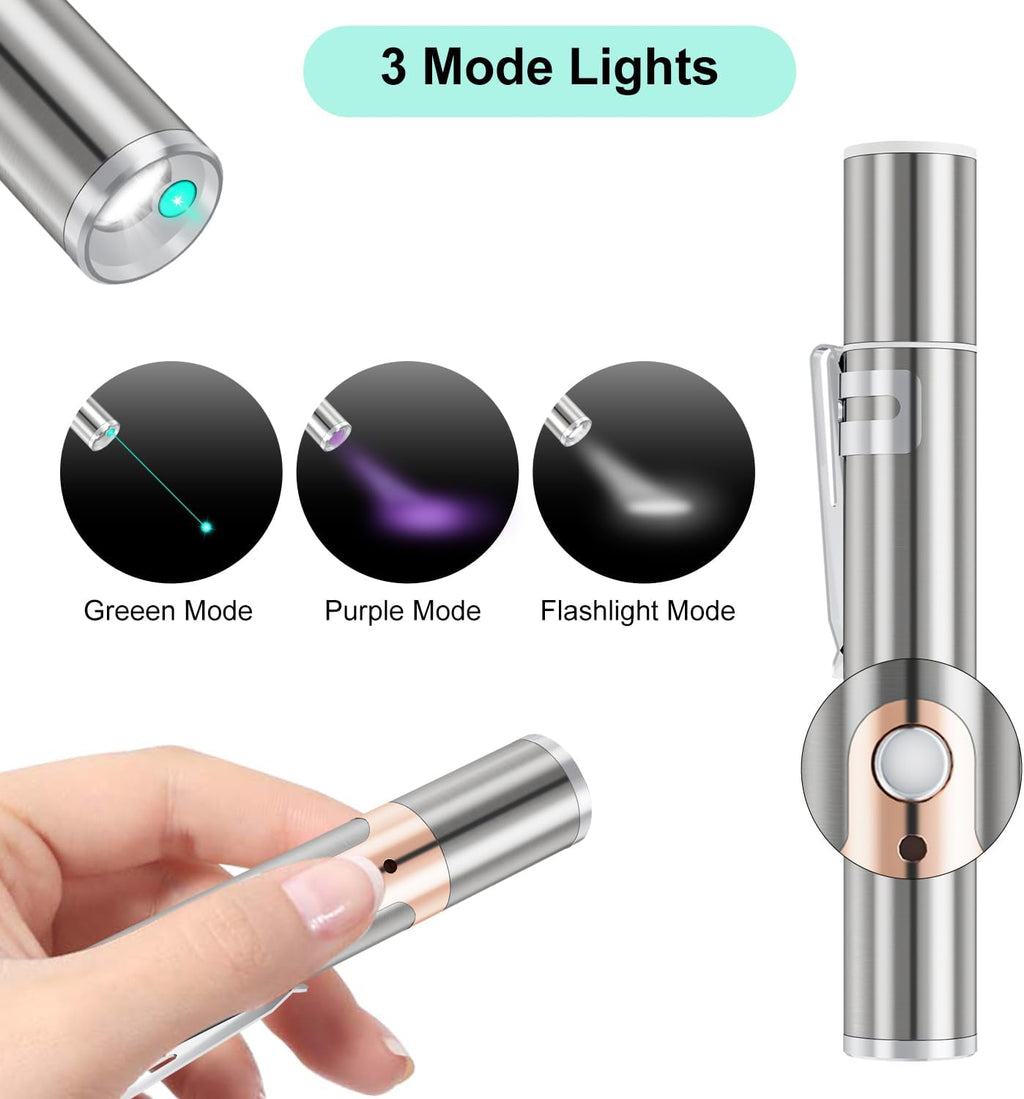 TBTeek Juguete para gatos, luz verde, con funda de metal, recargabl...