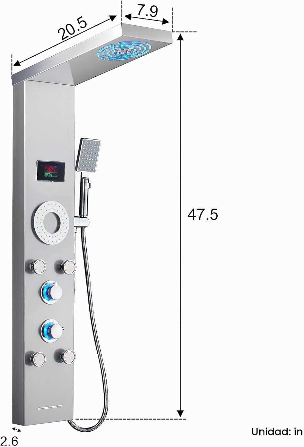 TSIBOMU - Sistema de torre de panel de ducha LED, torre de ducha de...