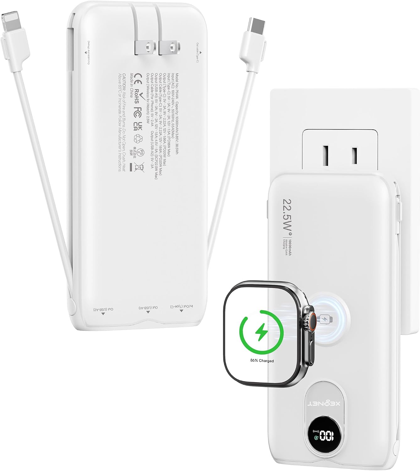 Cargador Portátil XEGNER 10000mAh 20W, Enchufe de Pared, 2 Cables,...