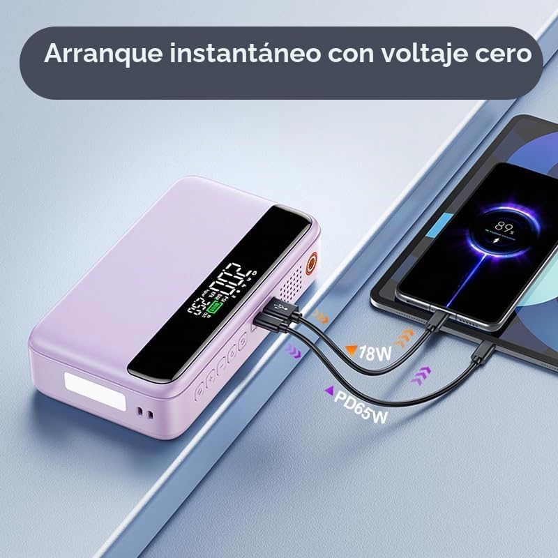 PD - Arrancador portátil de automóvil de 65 W con compresor de aire...