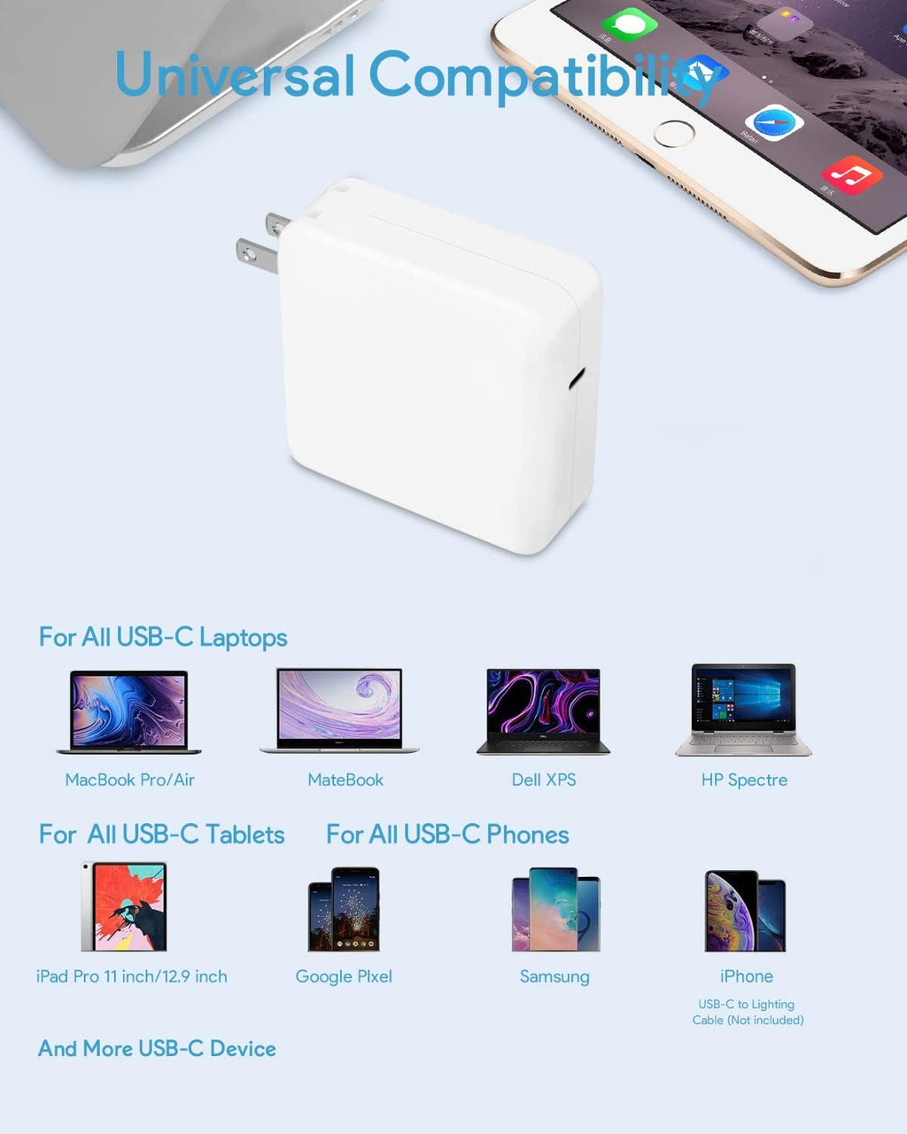 Cargador Mac Book Pro, adaptador de corriente de cargador USB C de...