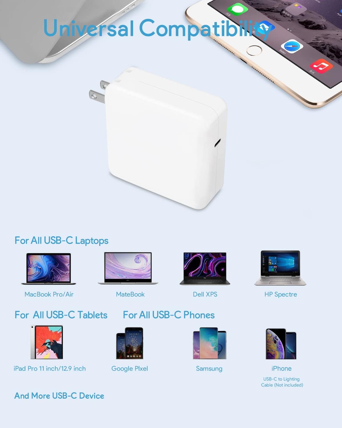 Cargador Mac Book Pro, adaptador de corriente de cargador USB C de...