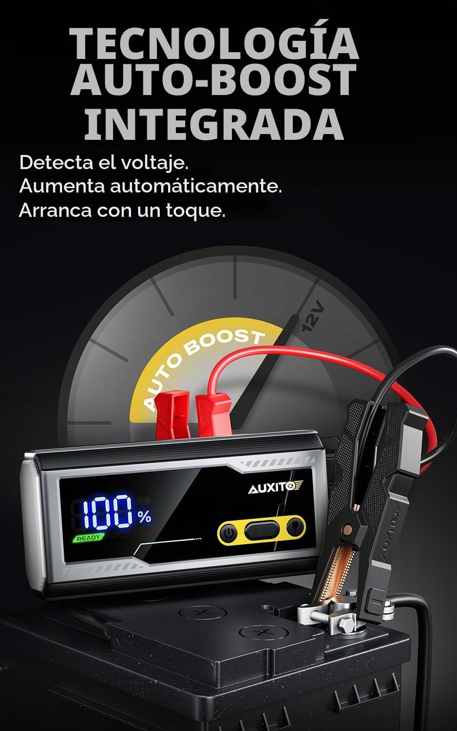 AUXITO Arrancador de 6000A, arrancador de batería de coche de 12V,...
