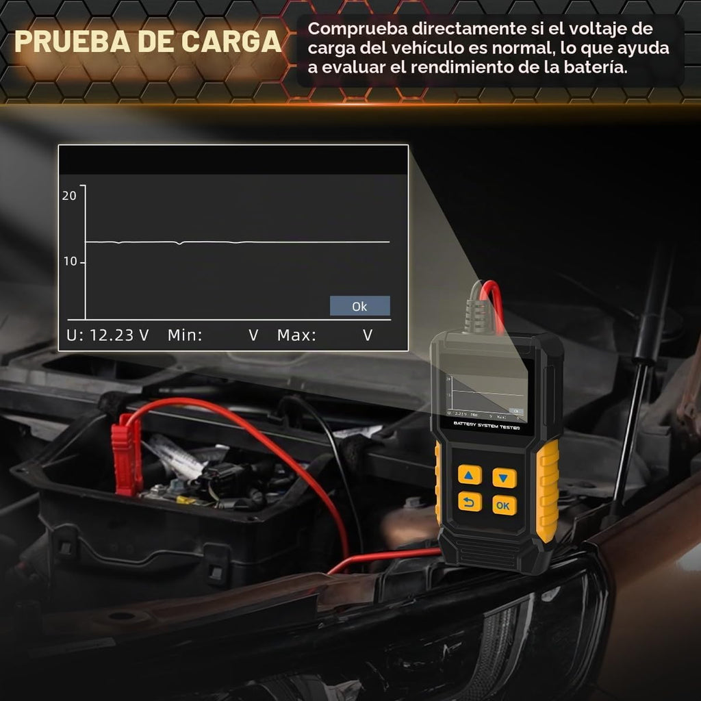 Probador de batería de coche 12V 24V Probador de carga de batería a...