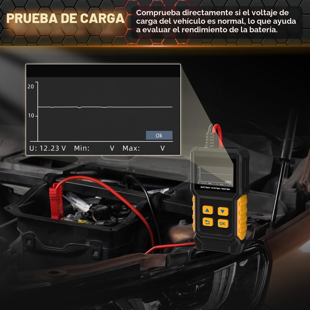 Probador de batería de coche 12V 24V Probador de carga de batería a...