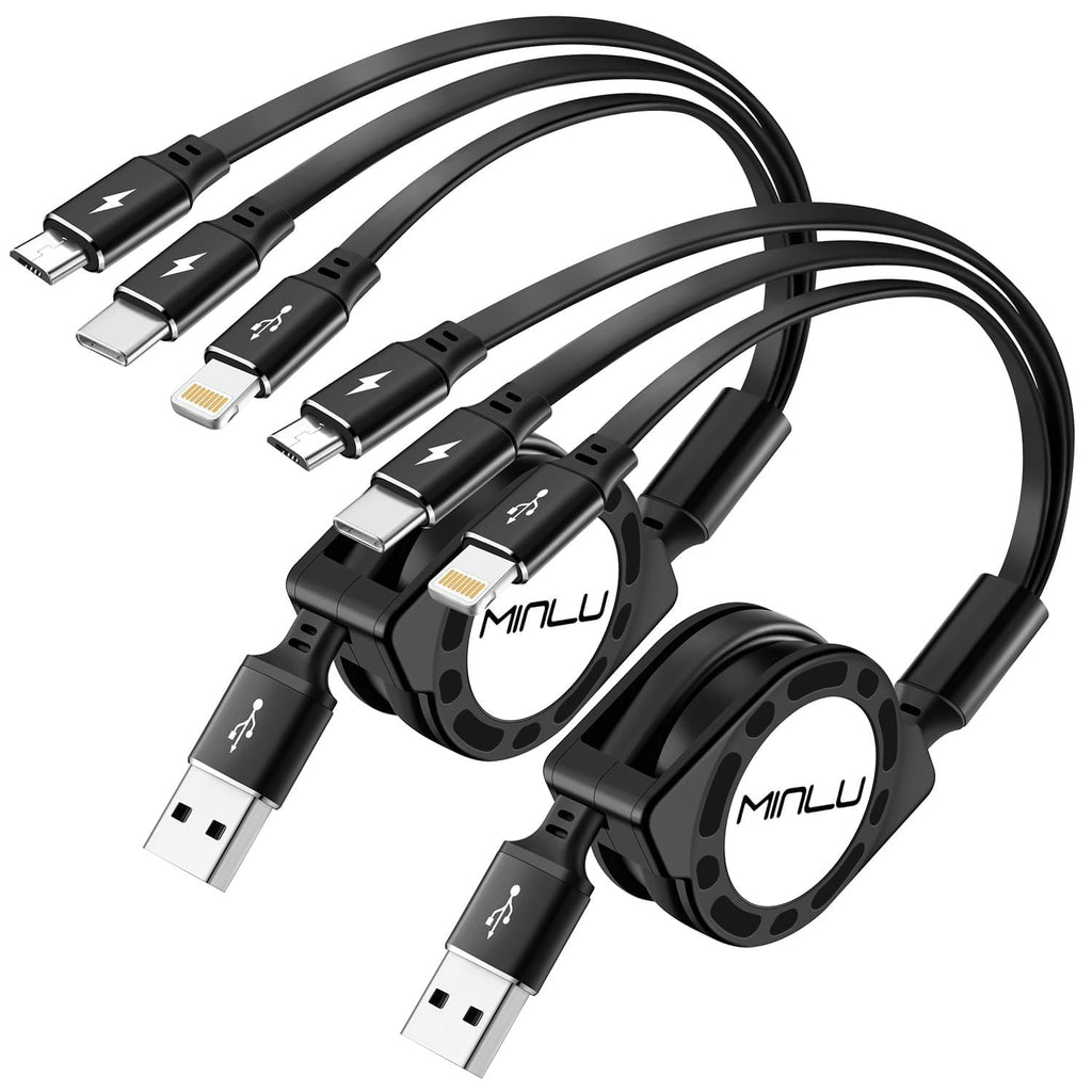 MINLU Cable de carga múltiple 3A, paquete de 2 cables de carga múlt...