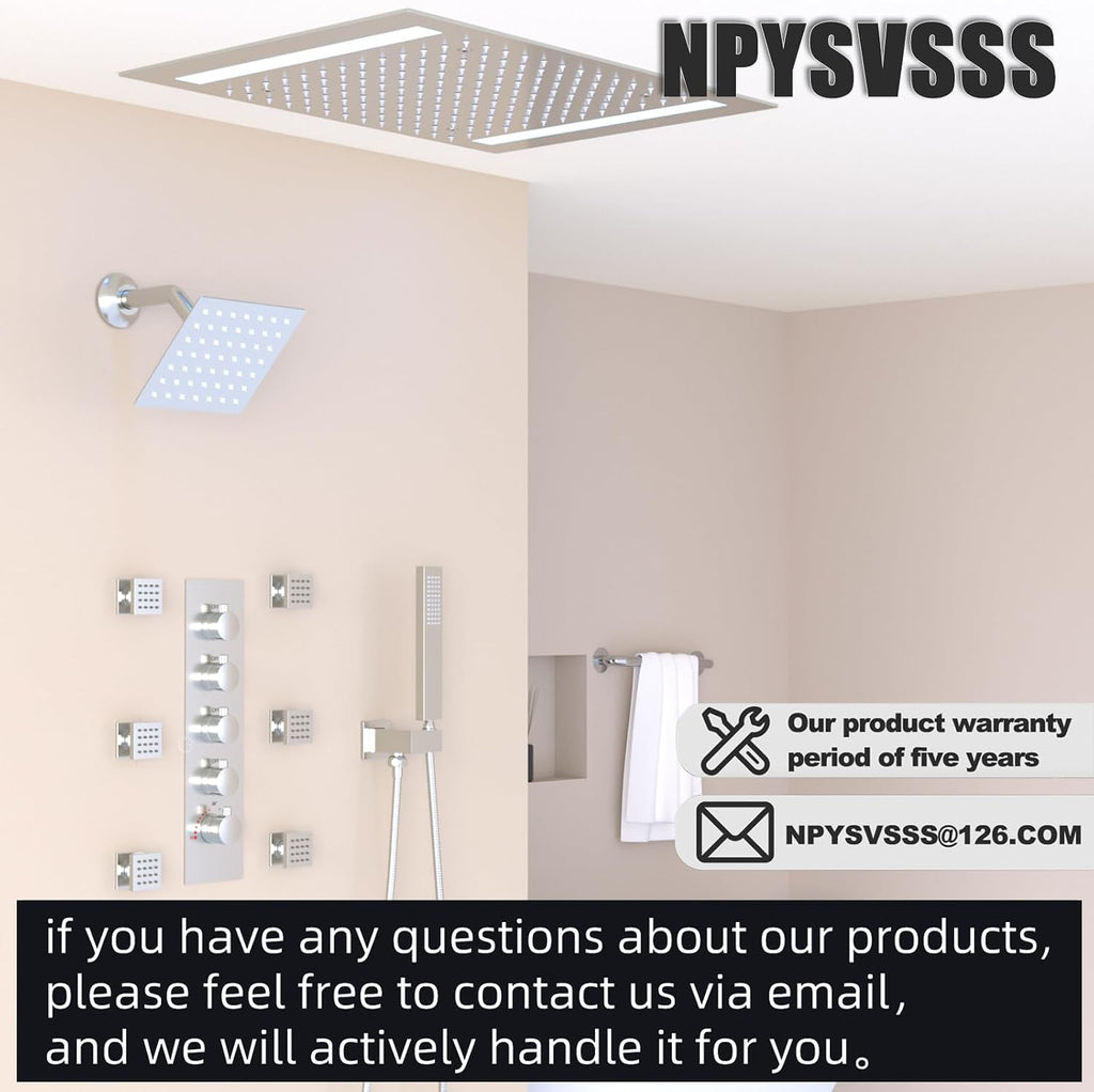 NPYSVSSS - Sistema de ducha termostático con cabezal LED de montaje...
