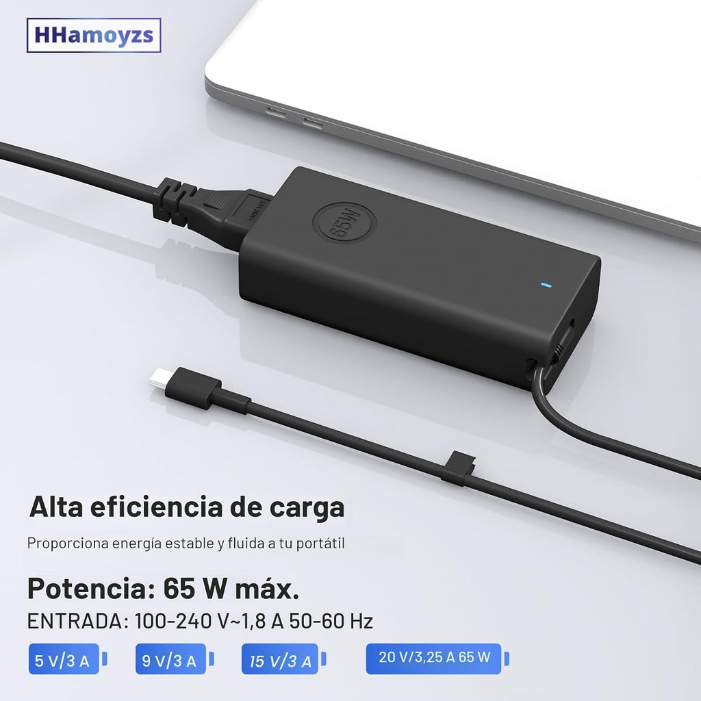 HHamoyzs Cargador USB C para laptop de 65 W, compatible con Dell La...