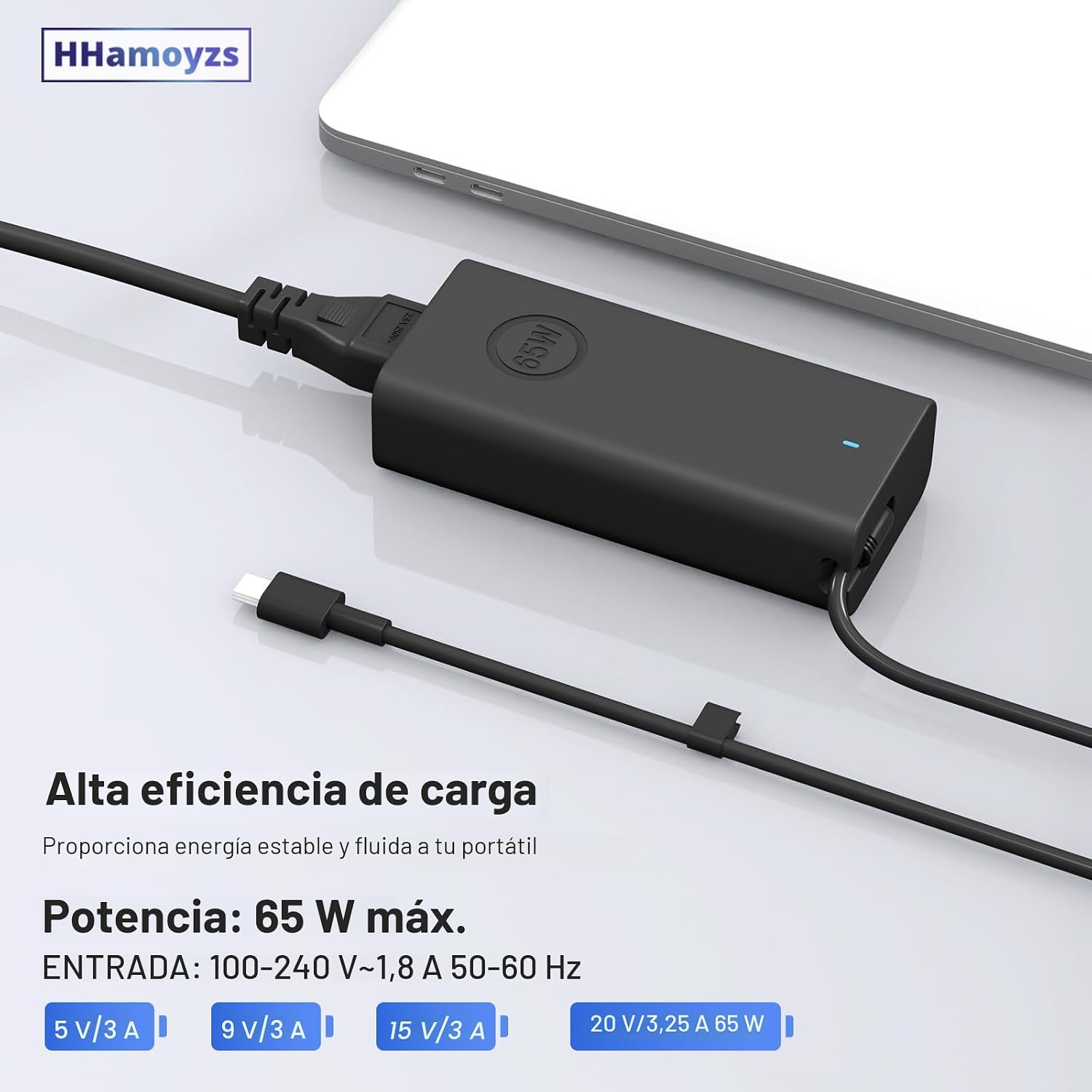 HHamoyzs Cargador USB C para laptop de 65 W, compatible con Dell La...