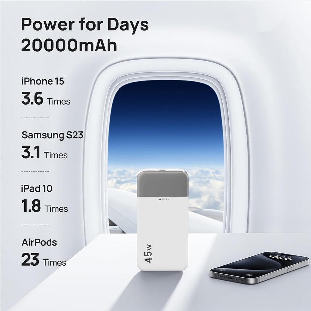 JUOVI Power Bank 45W 20000mAh Cargador portátil USB C, PD QC carga...