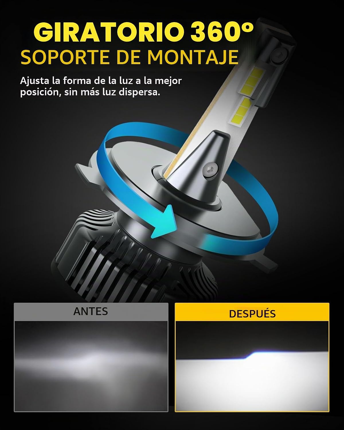 AUXITO H4\/9003\/HB2 Bombillas LED, 900% de brillo 6500K blanco frí...