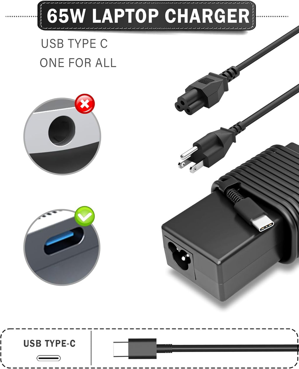 SZGUDULO Cargador USB C para portátil de 65 W y 45 W, compatible co...