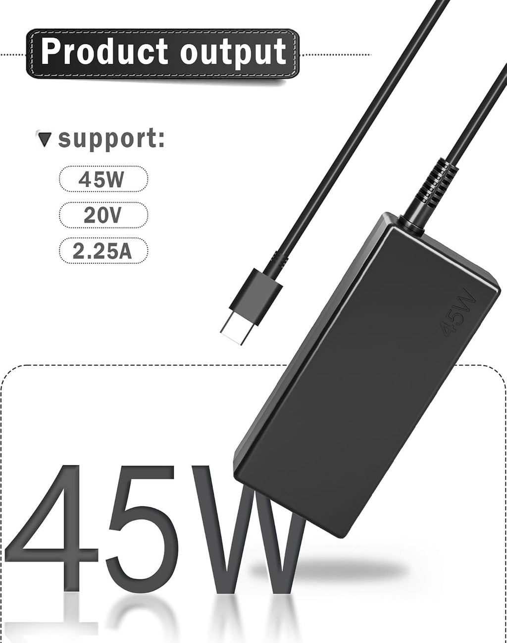 NELEBUTO Adaptador de CA de cargador USB C de 45 W para Chromebook...