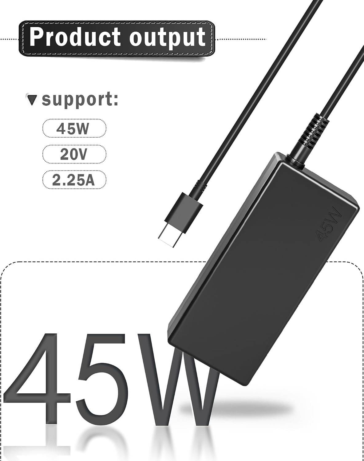 NELEBUTO Adaptador de CA de cargador USB C de 45 W para Chromebook...