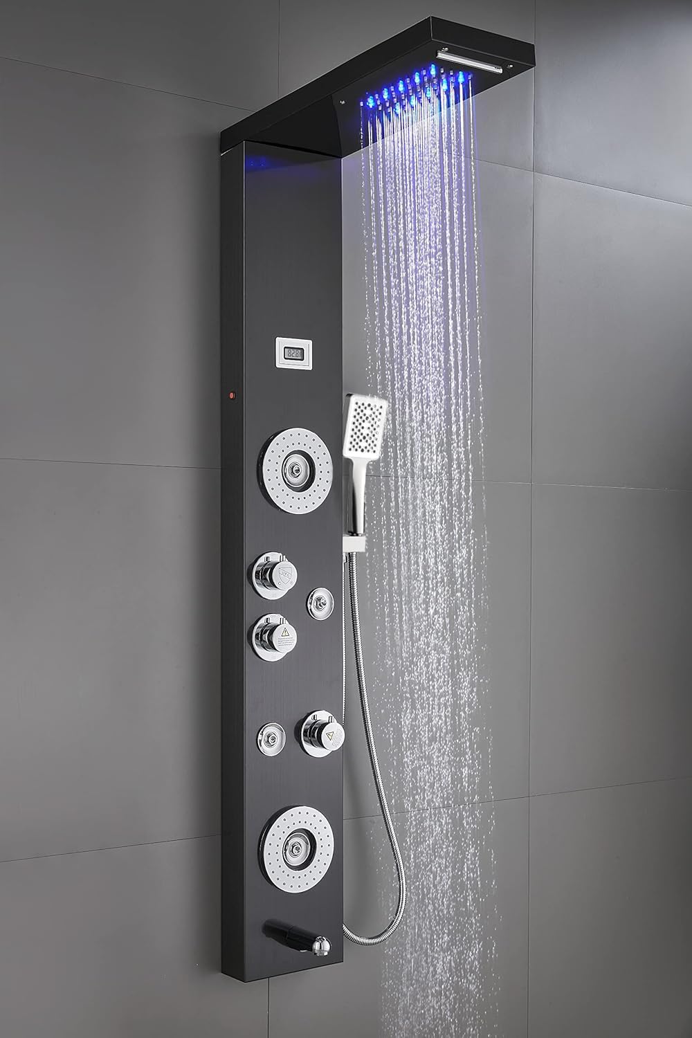 Sistema de panel de ducha de acero inoxidable tipo torre de Ello&am...