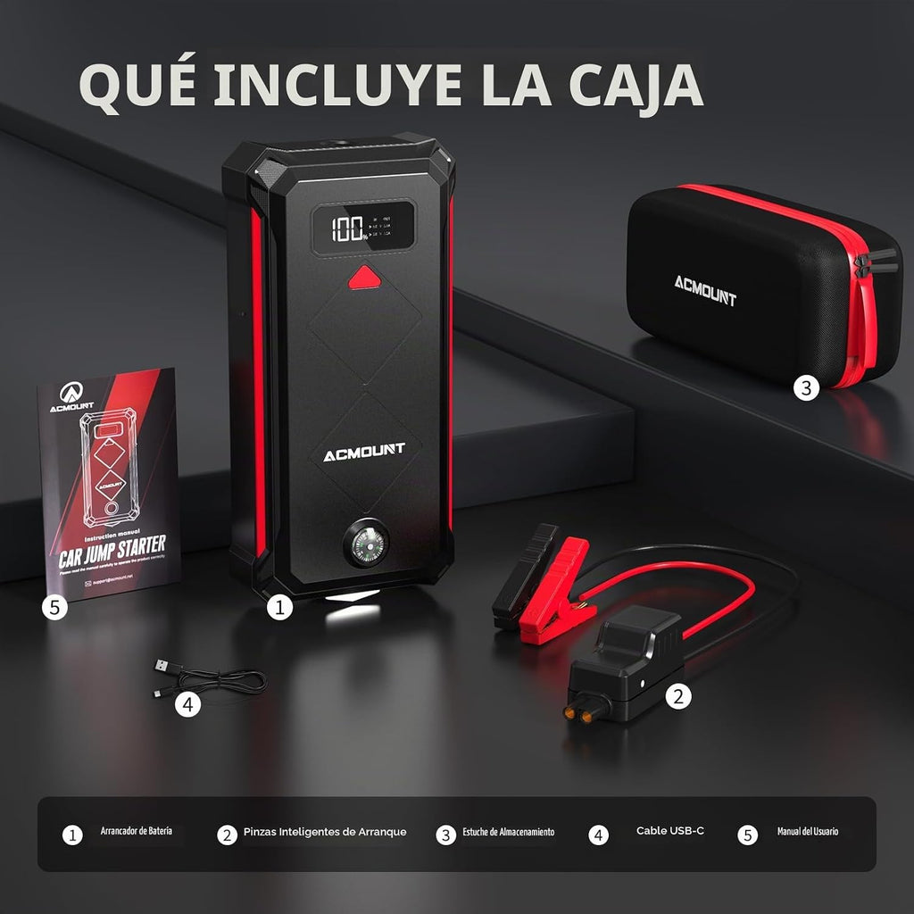 Acmount P100 - Arrancador de auto P100, paquete de batería de arran...