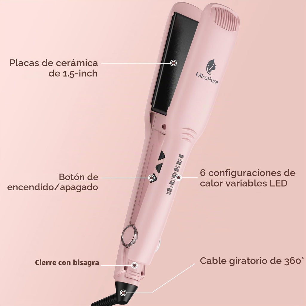 MiroPure Plancha plana de 1.5 pulgadas, plancha de pelo con calenta...
