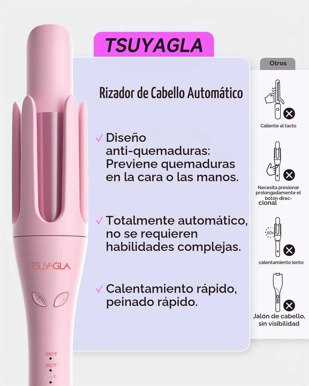 TSUYAGLA Rizador automático, rizador de pelo de 1 1\/4 pulgadas con...