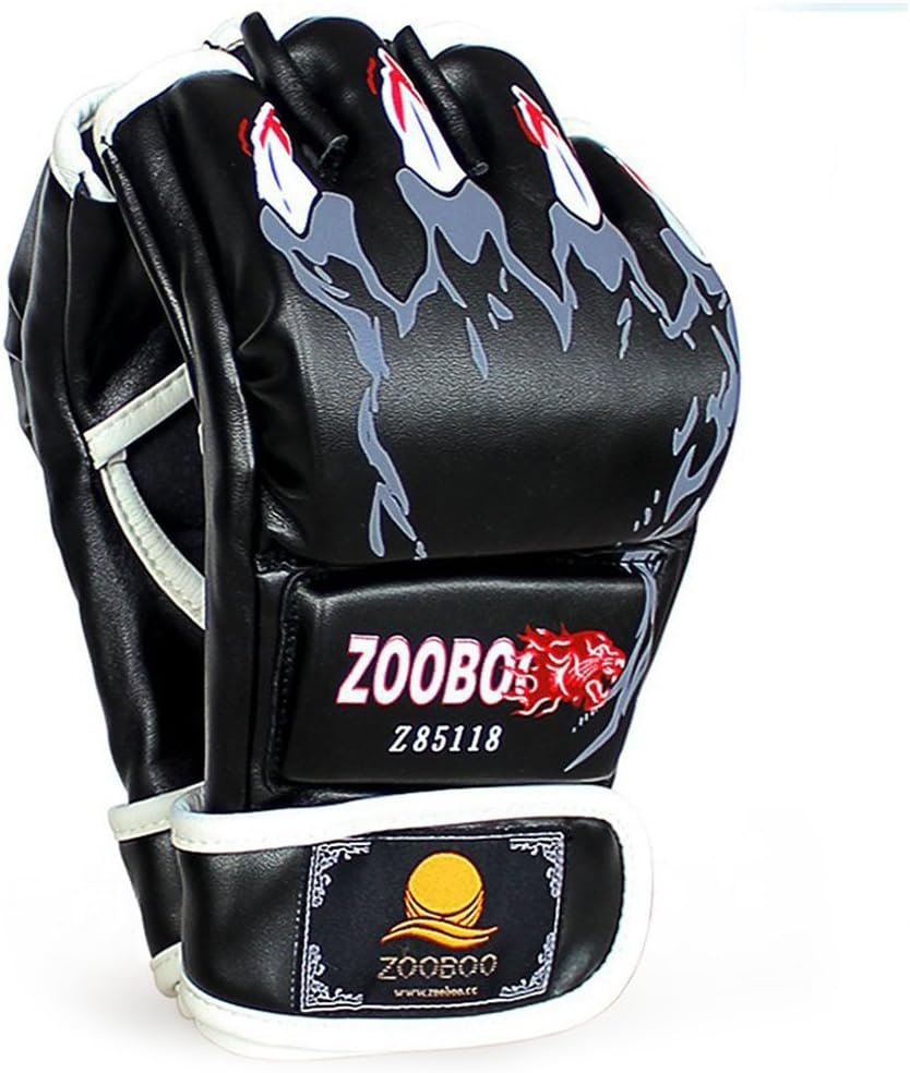 ZooBoo Guantes de MMA, guantes de boxeo de medio dedo, mitones de M...