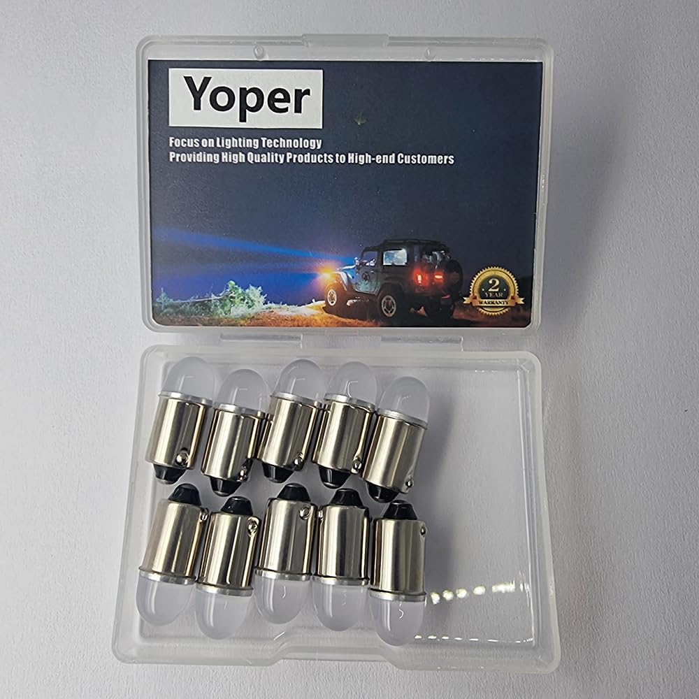 Yoper BA9S 53 57 1895 64111 Bombilla LED para Coche 12V Verde
