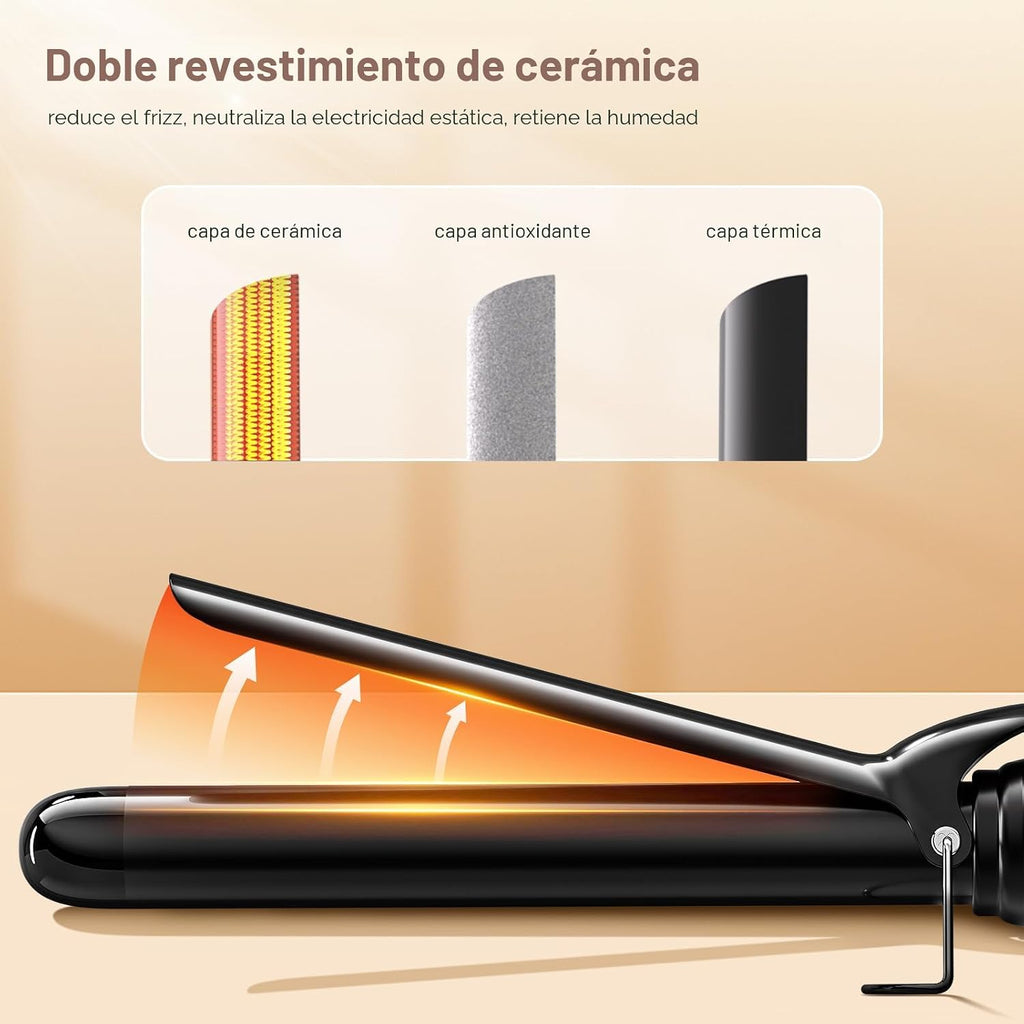 Rizador de pelo de cerámica de barril largo de 1 pulgada, rizador d...