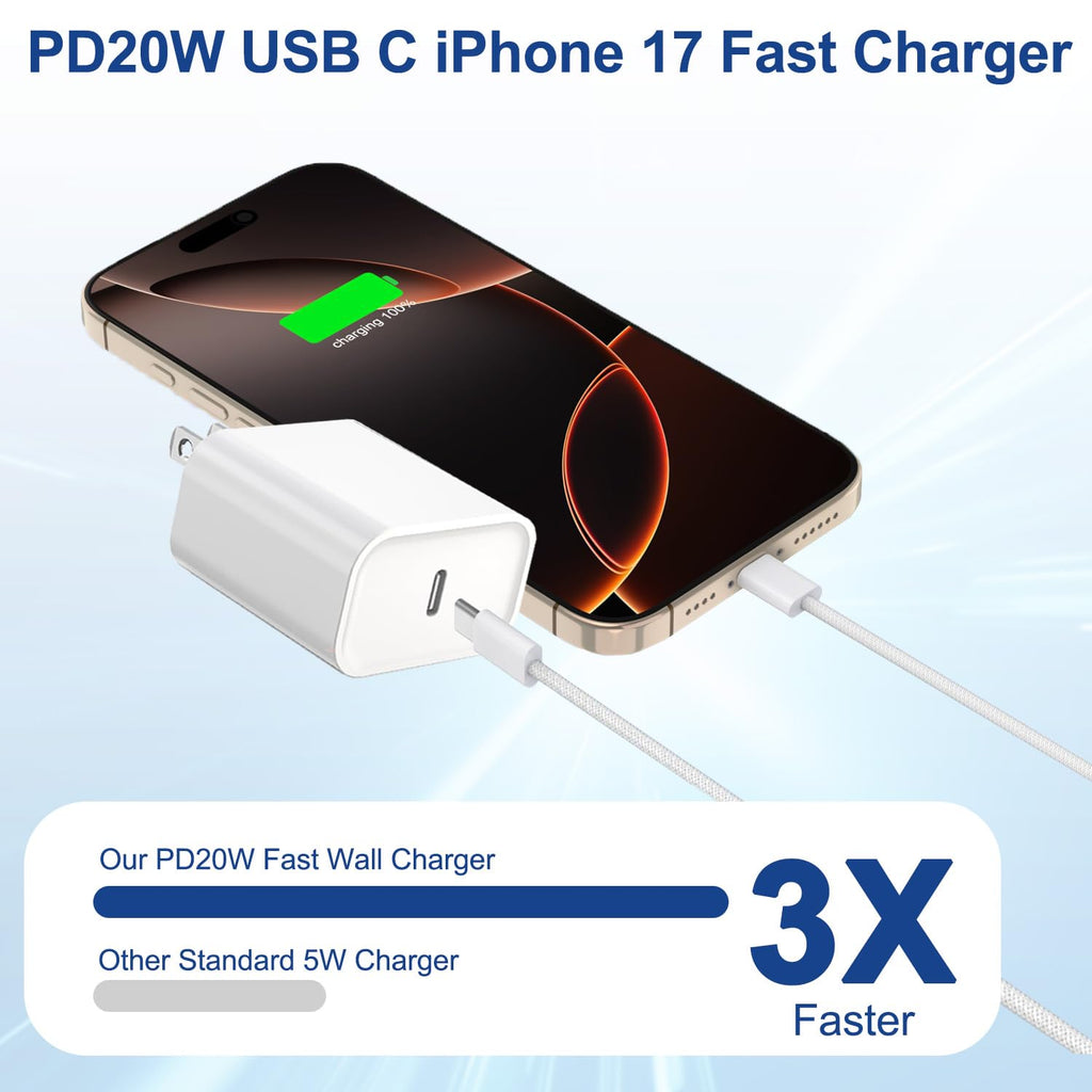 Cargador para iPhone 17 16 15 Pro Max de carga rápida 3 unidades 20...