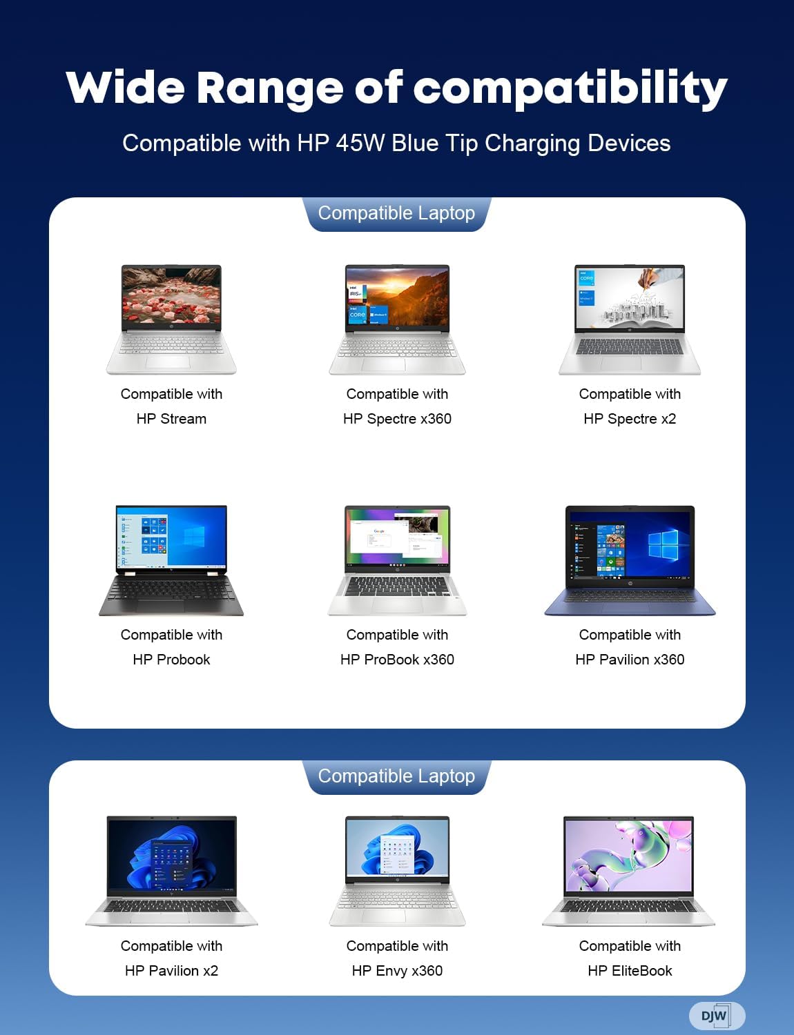 Cargador para portátil HP Stream 14 13 11, Pavilion x360 15, EliteB...