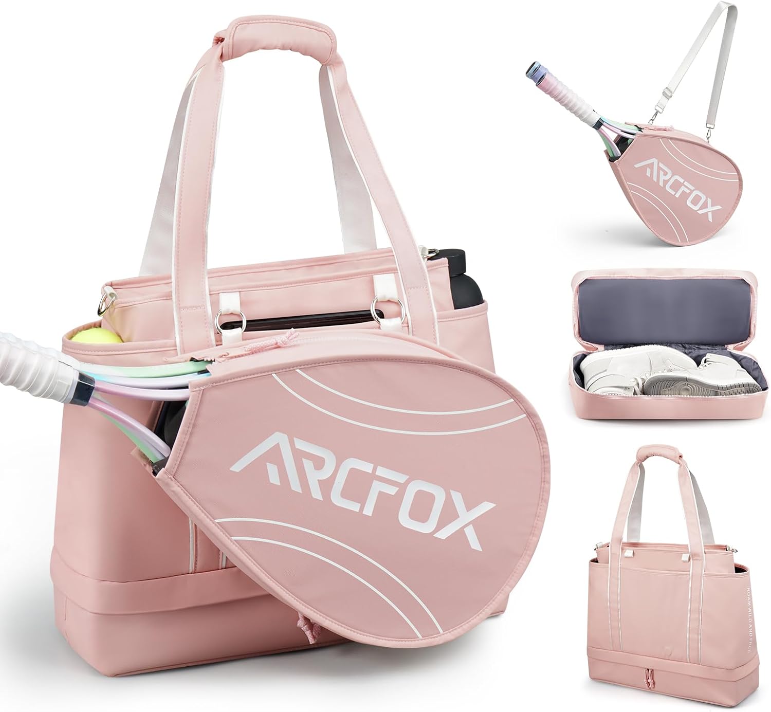 ARCFOX Bolsa de Tenis Tote para Mujer, Bolsas de Tenis Rosa 2 en 1...